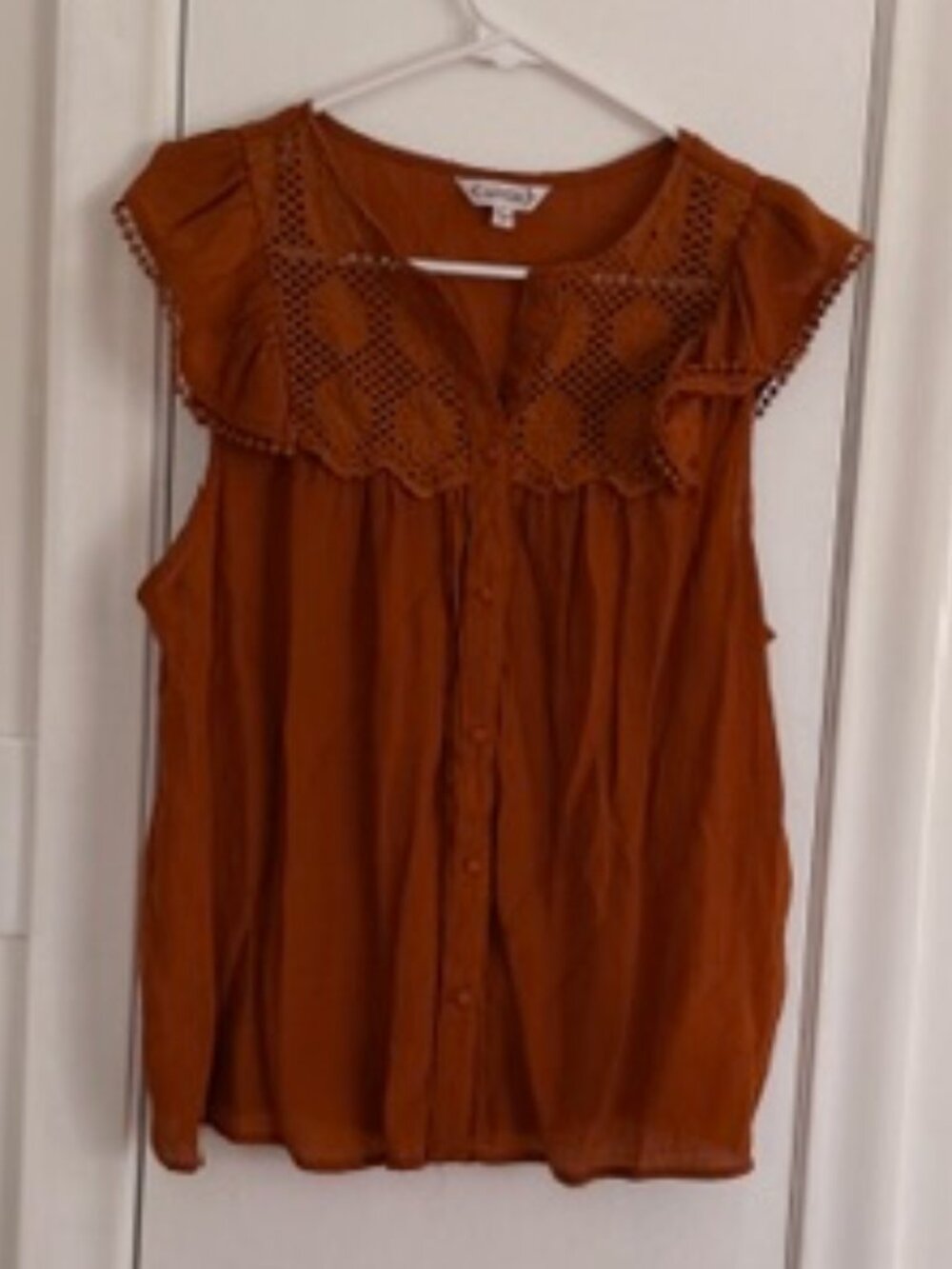 Nanette Lepore Lace Detail Blouse – Rust Orange – Women’s Size Large